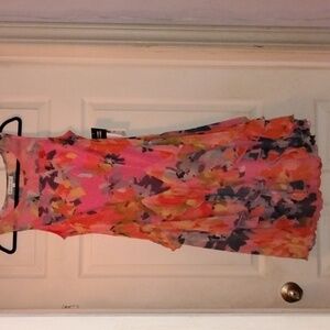 Robbie Bee Woman's Sleeveless Coral Pink Floral Flowy Midi Dress, Size: M, NWT